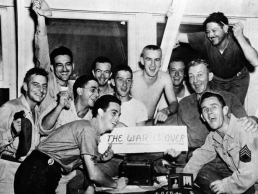 United States Military Soldiers celebrating the end of the war -VJ Day