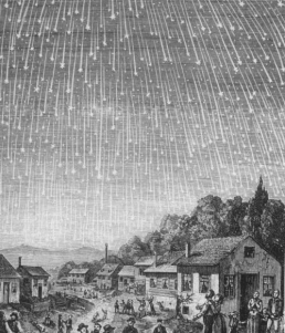 Painting of Leonids comet shower in 1833 in Missouri