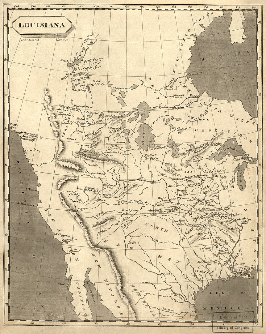 Map of the Louisiana Purchase or Louisiana Territory