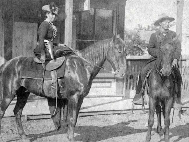 Belle starr Fort Smith on a horse with a pistol