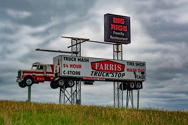 Farris Truck Stop road sign