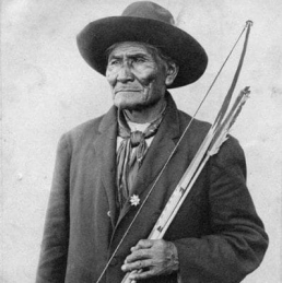 Portrait of Geronimo with a bow and arrows