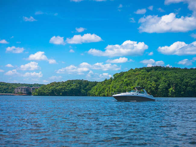 A sport boat on Lake of the Ozarks