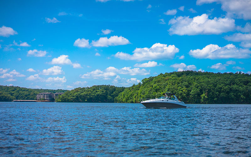 A sport boat on Lake of the Ozarks