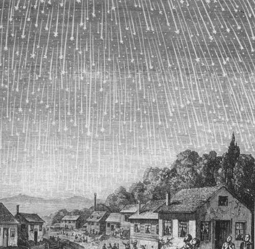 Painting of Leonids comet shower in 1833 in Missouri