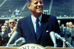 President John F. Kennedy speaking.