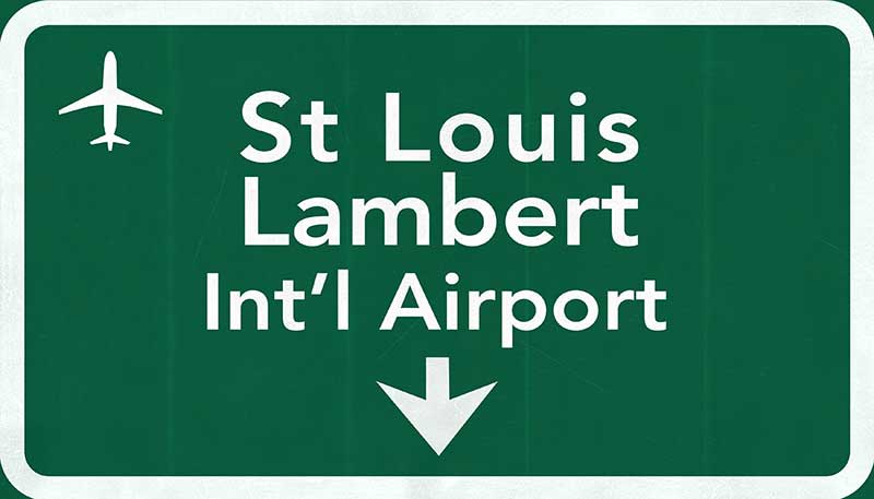 Sign for St. Louis Lambert International Airport