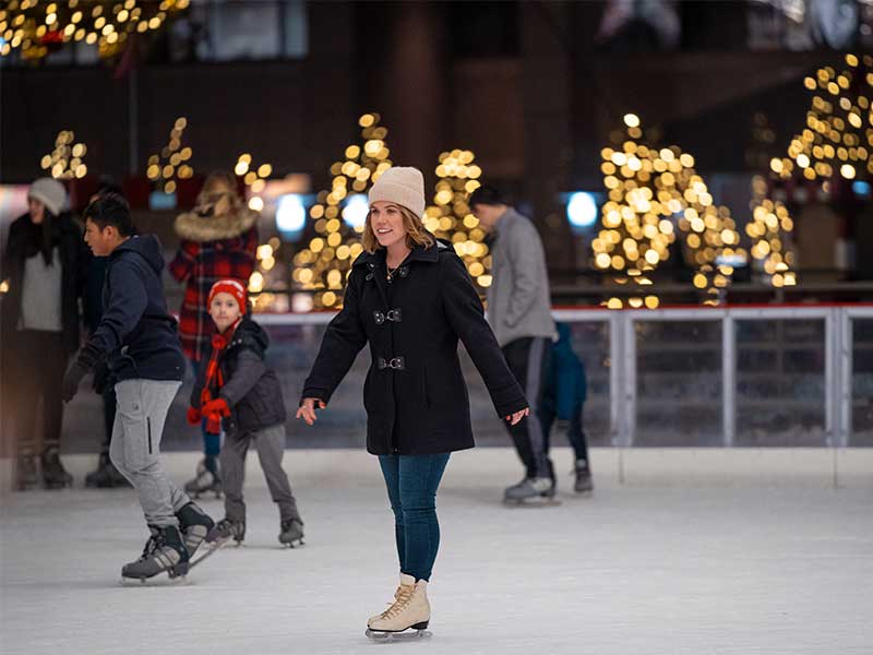 Ice skating at the Crown Center ice terrace.