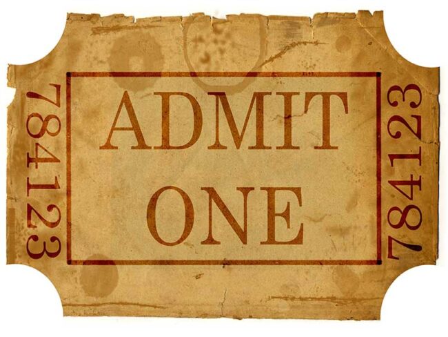 Old time ticket to Admit One