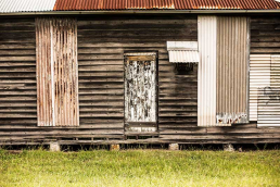 Photo of an old cabin or shanty.