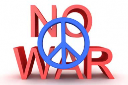 Peace symbol with No War in the backdrop.