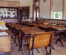 Image from inside an old one-room school house.