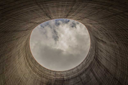 The inside of a missile silo, looking skyward.