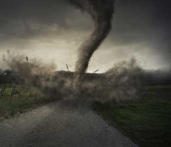 Tornado bearing down on rural area.
