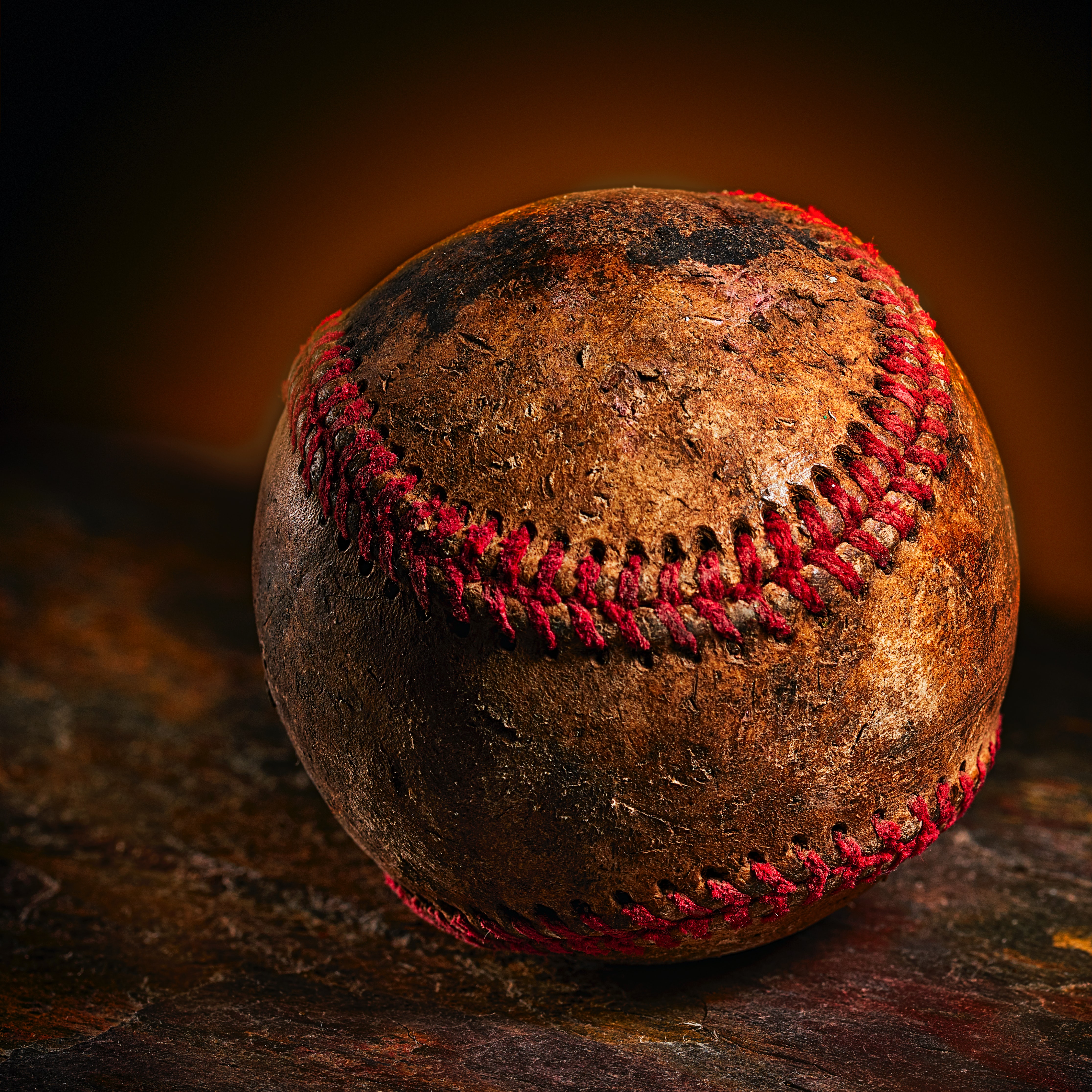 An old, battered baseball.