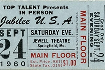 Old ticket for the Jewell Theatre in Sprigfield, MO