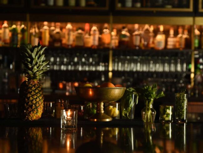 Missouri Bar setting with fresh pineapple