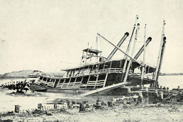 Sinking Steamboat off the shore of Missouri River