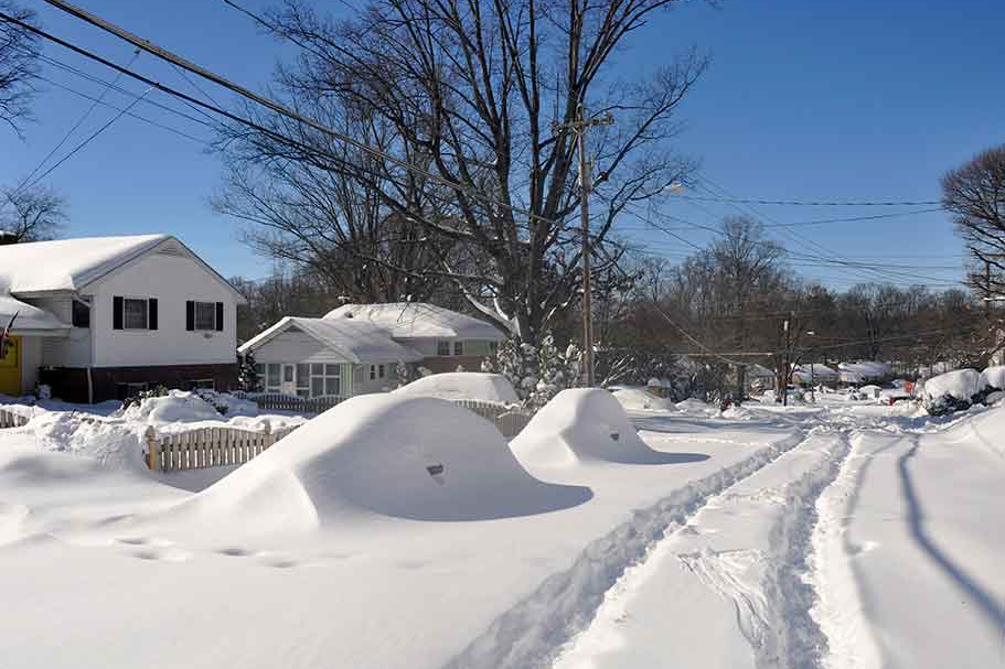 A winter storm covered a Missouri neighborhood with snow