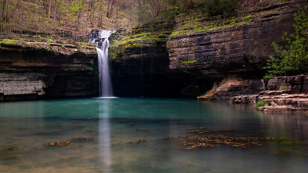 A waterfall in the Missouri Ozarks.