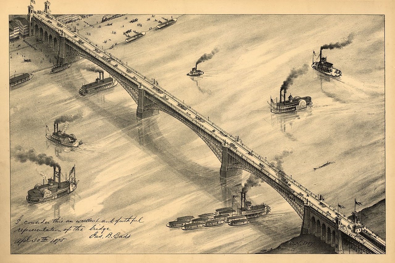 The Eads Bridge in 1875