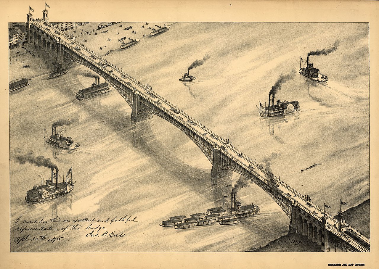 The Eads Bridge in 1875