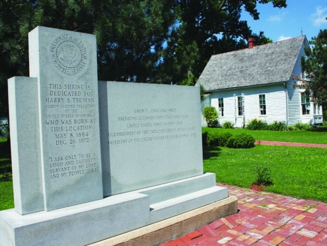 a marker at the birthplace of Harry S Truman